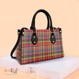 ScotsTee Shop Scottish Ogilvie of Airlie Ancient Clan Tartan Leather Bag with Shoulder Strap