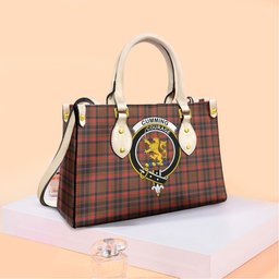 ScotsTee Shop Scottish Cumming Hunting Weathered Clan Crest Tartan Leather Bag with Shoulder Strap