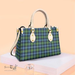 ScotsTee Shop Scottish MacNeill of Barra Ancient Clan Tartan Leather Bag with Shoulder Strap