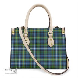 ScotsTee Shop Scottish MacNeill of Barra Ancient Clan Tartan Leather Bag with Shoulder Strap