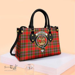 ScotsTee Shop Scottish Drummond of Perth Clan Crest Tartan Leather Bag with Shoulder Strap