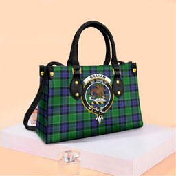 ScotsTee Shop Scottish Graham of Menteith Modern Clan Crest Tartan Leather Bag with Shoulder Strap