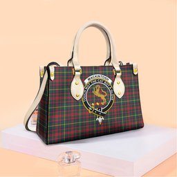 ScotsTee Shop Scottish MacKintosh Hunting Modern Clan Crest Tartan Leather Bag with Shoulder Strap