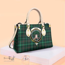 ScotsTee Shop Scottish Ross Hunting Modern Clan Crest Tartan Leather Bag with Shoulder Strap