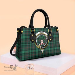 ScotsTee Shop Scottish Ross Hunting Modern Clan Crest Tartan Leather Bag with Shoulder Strap