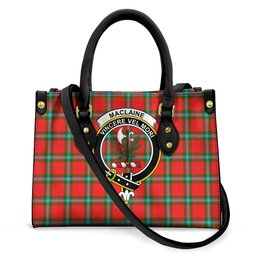 ScotsTee Shop Scottish MacLaine of Loch Buie Clan Crest Tartan Leather Bag with Shoulder Strap