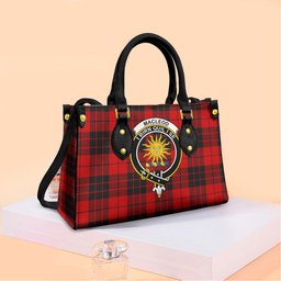 ScotsTee Shop Scottish MacLeod of Raasay Clan Crest Tartan Leather Bag with Shoulder Strap