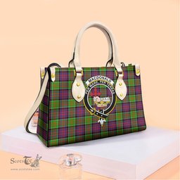 ScotsTee Shop Scottish MacDonald of Clanranald Clan Crest Tartan Leather Bag with Shoulder Strap