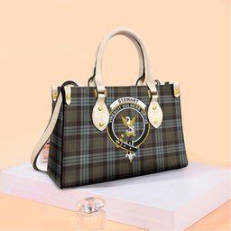 ScotsTee Shop Scottish Stewart Old Weathered Clan Crest Tartan Leather Bag with Shoulder Strap