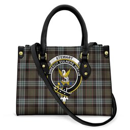 ScotsTee Shop Scottish Stewart Old Weathered Clan Crest Tartan Leather Bag with Shoulder Strap