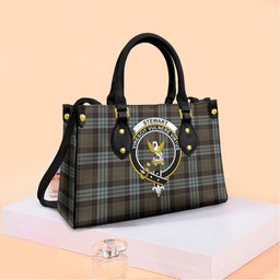 ScotsTee Shop Scottish Stewart Old Weathered Clan Crest Tartan Leather Bag with Shoulder Strap
