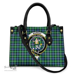ScotsTee Shop Scottish Murray of Atholl Ancient Clan Crest Tartan Leather Bag with Shoulder Strap