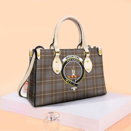 ScotsTee Shop Scottish MacIntyre Hunting Weathered Clan Crest Tartan Leather Bag with Shoulder Strap