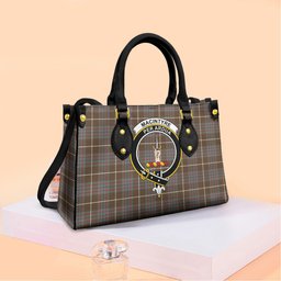 ScotsTee Shop Scottish MacIntyre Hunting Weathered Clan Crest Tartan Leather Bag with Shoulder Strap