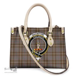 ScotsTee Shop Scottish MacIntyre Hunting Weathered Clan Crest Tartan Leather Bag with Shoulder Strap