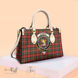 ScotsTee Shop Scottish Stewart Royal Modern Clan Crest Tartan Leather Bag with Shoulder Strap