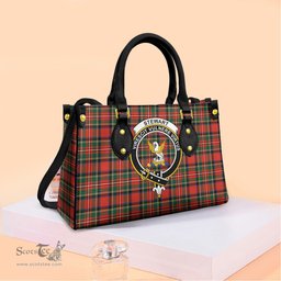 ScotsTee Shop Scottish Stewart Royal Modern Clan Crest Tartan Leather Bag with Shoulder Strap