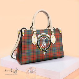 ScotsTee Shop Scottish MacLean of Duart Ancient Clan Crest Tartan Leather Bag with Shoulder Strap