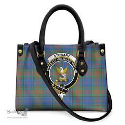 ScotsTee Shop Scottish Stewart of Appin Hunting Ancient Clan Crest Tartan Leather Bag with Shoulder Strap