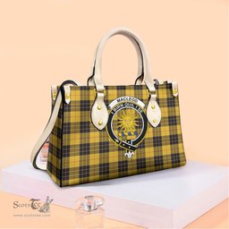 ScotsTee Shop Scottish MacLeod of Lewis Ancient Clan Crest Tartan Leather Bag with Shoulder Strap