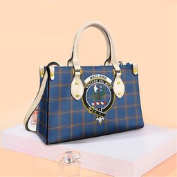 ScotsTee Shop Scottish MacLaine of Loch Buie Hunting Ancient Clan Crest Tartan Leather Bag with Shoulder Strap