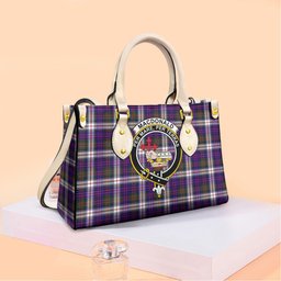 ScotsTee Shop Scottish MacDonald Dress Modern Clan Crest Tartan Leather Bag with Shoulder Strap