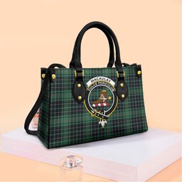 ScotsTee Shop Scottish MacAulay Hunting Ancient Clan Crest Tartan Leather Bag with Shoulder Strap
