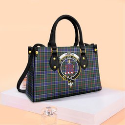 ScotsTee Shop Scottish Ogilvie Hunting Modern Clan Crest Tartan Leather Bag with Shoulder Strap