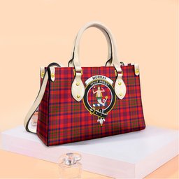 ScotsTee Shop Scottish Murray of Tulloch Modern Clan Crest Tartan Leather Bag with Shoulder Strap
