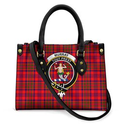 ScotsTee Shop Scottish Murray of Tulloch Modern Clan Crest Tartan Leather Bag with Shoulder Strap