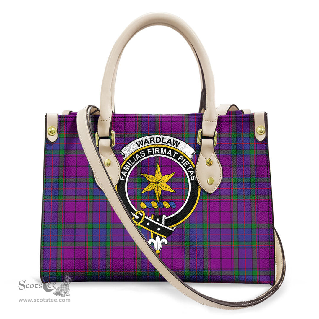 ScotsTee Shop Scottish Wardlaw Modern Clan Crest Tartan Leather Bag with Shoulder Strap