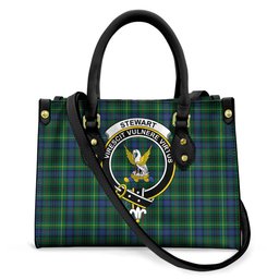 ScotsTee Shop Scottish Stewart Hunting Modern Clan Crest Tartan Leather Bag with Shoulder Strap