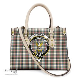 ScotsTee Shop Scottish Stewart Dress Ancient Clan Crest Tartan Leather Bag with Shoulder Strap