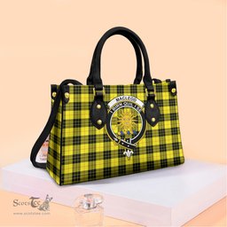 ScotsTee Shop Scottish MacLeod of Lewis Modern Clan Crest Tartan Leather Bag with Shoulder Strap