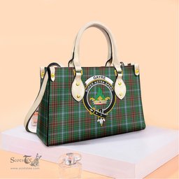 ScotsTee Shop Scottish Gayre Clan Crest Tartan Leather Bag with Shoulder Strap