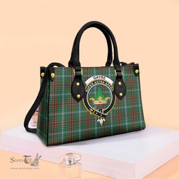 ScotsTee Shop Scottish Gayre Clan Crest Tartan Leather Bag with Shoulder Strap