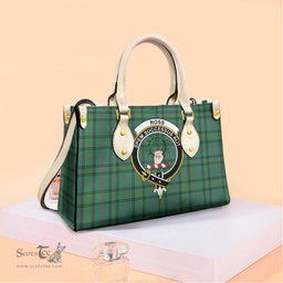 ScotsTee Shop Scottish Ross Hunting Ancient Clan Crest Tartan Leather Bag with Shoulder Strap