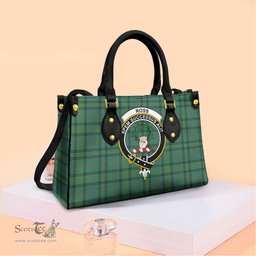 ScotsTee Shop Scottish Ross Hunting Ancient Clan Crest Tartan Leather Bag with Shoulder Strap