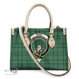 ScotsTee Shop Scottish Ross Hunting Ancient Clan Crest Tartan Leather Bag with Shoulder Strap