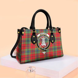 ScotsTee Shop Scottish MacLean of Duart Modern Clan Crest Tartan Leather Bag with Shoulder Strap