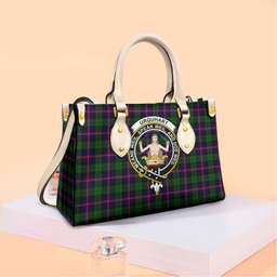 ScotsTee Shop Scottish Urquhart Modern Clan Crest Tartan Leather Bag with Shoulder Strap