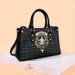 ScotsTee Shop Scottish Urquhart Modern Clan Crest Tartan Leather Bag with Shoulder Strap