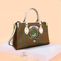 ScotsTee Shop Scottish Seton Hunting Modern Clan Crest Tartan Leather Bag with Shoulder Strap