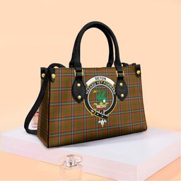 ScotsTee Shop Scottish Seton Hunting Modern Clan Crest Tartan Leather Bag with Shoulder Strap