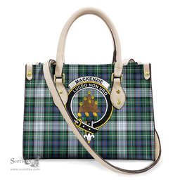 ScotsTee Shop Scottish MacKenzie Dress Ancient Clan Crest Tartan Leather Bag with Shoulder Strap