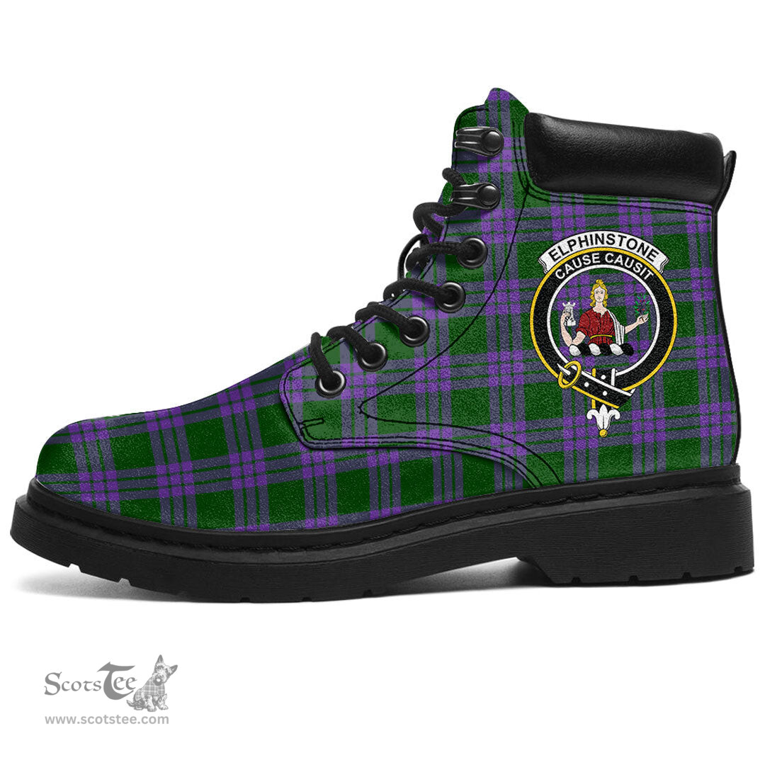 ScotsTee Shop Scottish Elphinstone Clan Crest Tartan All Season Boots