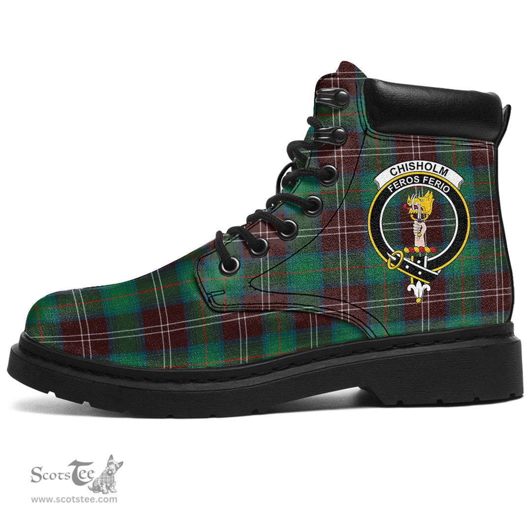 ScotsTee Shop Scottish Chisholm Hunting Ancient Clan Crest Tartan All Season Boots
