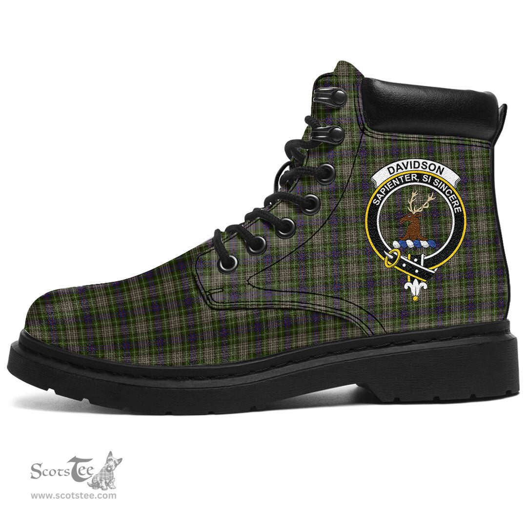 ScotsTee Shop Scottish Davidson Tulloch Dress Clan Crest Tartan All Season Boots