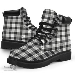 ScotsTee Shop Scottish MacFarlane Black White Ancient Clan Tartan All Season Boots