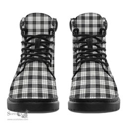 ScotsTee Shop Scottish MacFarlane Black White Ancient Clan Tartan All Season Boots
